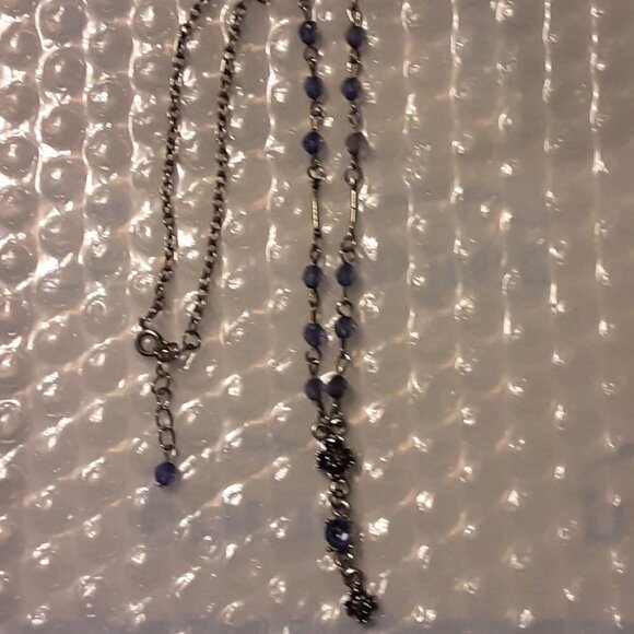 Silver-tone and black with Blue Beads - Picture 1 of 5